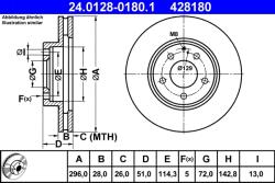 ATE Disc Frana 24.0128-0180.1 Mazda Mpv Ii (24.0128-0180.1)