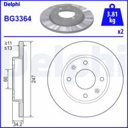 DELPHI Disc Frana Bg3364 Citroën Xsara Peugeot 206/206+/306