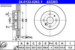 ATE Disc Frana 24.0122-0263.1 Daihatsu Materia/Sirion Subaru Justy Iv (24.0122-0263.1)