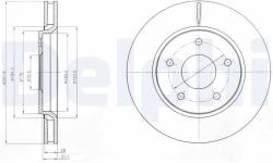 DELPHI Disc Frana Bg4248 Chrysler Voyager V Dodge Journey Fiat Freemont Vw Routan (BG4248)