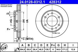 ATE Disc Frana 24.0128-0312.1 Fiat Fullback Pick-Up Mitsubishi L200 / Triton
