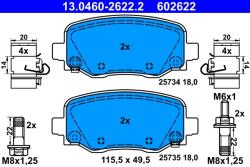 ATE Set Placute Frana, Frana Disc 13.0460-2622.2 Jeep Cherokee