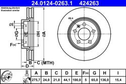 ATE Disc Frana 24.0124-0263.1 Audi A1/A1 Allstreet/A1 City Carver Seat Arona/Ibiza V (24.0124-0263.1)