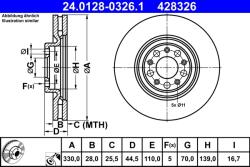 ATE Disc Frana 24.0128-0326.1 Alfa Romeo Giulia/Stelvio