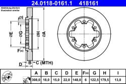 ATE Disc Frana 24.0118-0161.1 Ford Transit V363