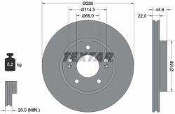 TEXTAR Disc Frana 92314703 Hyundai Ioniq Kia Niro/Niro I/Niro Plus I