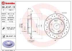 BREMBO Disc Frana 08. A147.1X Acura Ilx Ciimo Ciimo Honda Civic Ix/Civic Viii