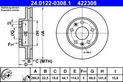 ATE Disc Frana 24.0122-0308.1 Renault Megane Iv/Megane Iv Grand