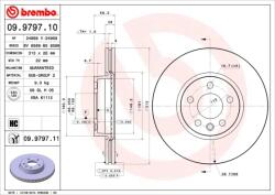 BREMBO Disc Frana 09.9797. 11 Ford Galaxy I/Galaxy Mk I Seat Alhambra Vw California T4