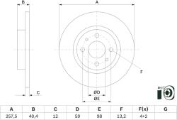 Bosch Disc Frana 0986479E65 Alfa Romeo 145/146/155 Fiat 500/500 C/Brava/Bravo I/Marea