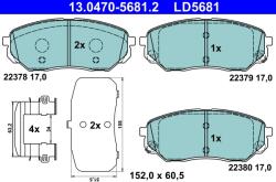 ATE Set Placute Frana, Frana Disc 13.0470-5681.2 Hyundai Santa Fe Iv Kia Sorento Iii (13.0470-5681.2)
