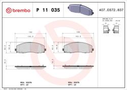 BREMBO Set Placute Frana, Frana Disc P11035 Chrysler Pacifica/Voyager V Dodge Journey