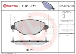 BREMBO Set Placute Frana, Frana Disc P61071 Citroën C5 I/C5 Ii/C5 Iii