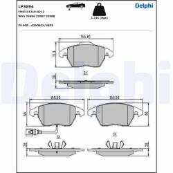 DELPHI Set Placute Frana, Frana Disc Lp3694 Audi A1/A3/Tt Seat Altea/Leon/Toledo Iii (LP3694)