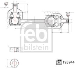 Febi Bilstein Brat/Bieleta Suspensie, Stabilizator Axa Spate Dreapta 193944 Volvo S60 Ii/V60 I