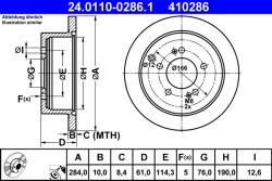 ATE Disc Frana 24.0110-0286.1 Hyundai Highway/Santa Fé I/Trajet/Tucson/Ix35