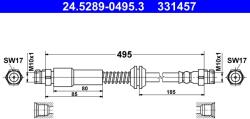 ATE Furtun Frana 24.5289-0495.3 Vw Caddy/Caddy Iii/Caddy Iii (2Ka, 2Kh, 2Ca, 2 (24.5289-0495.3)