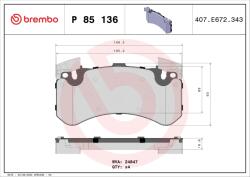 BREMBO Set Placute Frana, Frana Disc P85136 Audi A6 C7/A7/A8 D4/Q5 Bentley Bentayga (P85136)
