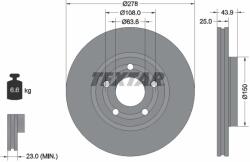 TEXTAR Disc Frana 92327503 Ford Puma/Tourneo Courier V769/Transit Courier V769 (92327503)