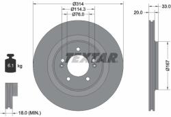 TEXTAR Disc Frana 92296203 Hyundai I30