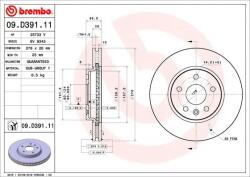 BREMBO Disc Frana 09. D391.11 Buick (Sgm) Velite 5/Velite 7 Chevrolet Bolt Opel Ampera-E (09.D391.11)