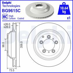 DELPHI Disc Frana Bg9615C Audi E-Tron Gt Porsche Cayenne/Taycan/Taycan Cross Turismo (BG9615C)