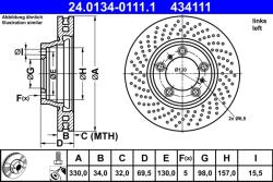 ATE Disc Frana 24.0134-0111.1 Porsche 718 Boxster/718 Cayman/911 (24.0134-0111.1)