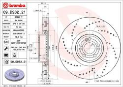 BREMBO Disc Frana 09. D982.21 Mercedes-Benz Gle/Gls (09.D982.21)