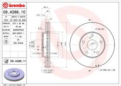 BREMBO Disc Frana 09. A386.11 Lexus Es Toyota Avalon/Avensis Verso/Camry/Gaia/Isis/Nadia (09.A386.11)