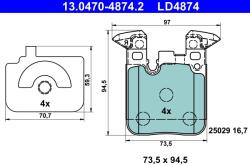 ATE Set Placute Frana, Frana Disc 13.0470-4874.2 Bmw 1/2/3/3 Gran Turismo/3 Touring/4