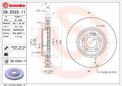 BREMBO Disc Frana 09. E022.11 Mercedes-Benz A-Class/B-Class/Cla/Cla Shooting Brake/Gla (09.E022.11)