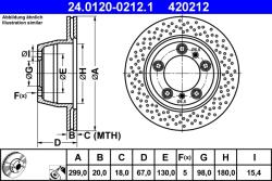 ATE Disc Frana 24.0120-0212.1 Porsche 718 Boxster/718 Cayman/Boxster/Cayman