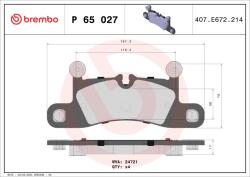 BREMBO Set Placute Frana, Frana Disc P65027 Audi E-Tron Gt Porsche Cayenne/Taycan