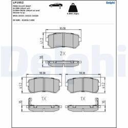 DELPHI Set Placute Frana, Frana Disc Lp1952 Hyundai Accent Iii/Sonata V/Sonata Vi/Tucson