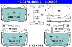 ATE Set Placute Frana, Frana Disc 13.0470-4893.2 Alfa Romeo Giulia (13.0470-4893.2)