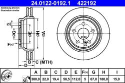 ATE Disc Frana 24.0122-0192.1 Mercedes-Benz S-Class
