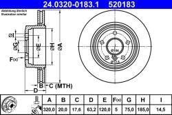 ATE Disc Frana 24.0320-0183.1 Bmw 5/6 (24.0320-0183.1)