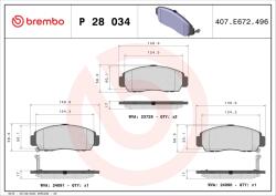BREMBO Set Placute Frana, Frana Disc P28034 Acura Cl/Rl/Tl/Tsx Byd F6/G6/Sirui Gmc Yukon