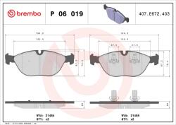 BREMBO Set Placute Frana, Frana Disc P06019 Alpina Roadster V8 Audi A4 B5/A8 D2/Tt Bmw 7 (P06019)
