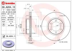 BREMBO Disc Frana 09. A204.11 Lexus Gx Toyota 4 Runner Iv/Land Cruiser Prado
