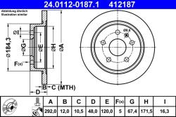 ATE Disc Frana 24.0112-0187.1 Opel Insignia A/Insignia A Country Saab 9-5 (24.0112-0187.1)