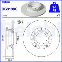 DELPHI Disc Frana Bg9198C Ford Tourneo Custom V362/Transit Custom V362/Transit V363