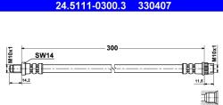 ATE Furtun Frana 24.5111-0300.3 Dacia Logan/Logan Pick-Up/Sandero Renault 21/Express (24.5111-0300.3)