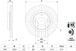 Bosch Disc Frana 0986479E76 Citroën C-Crosser/C-Crosser Enterprise Peugeot 4007