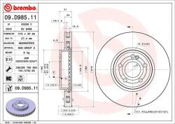 BREMBO Disc Frana 09. D985.11 Mercedes-Benz A-Class/B-Class/Cla/Cla Shooting Brake/Gla
