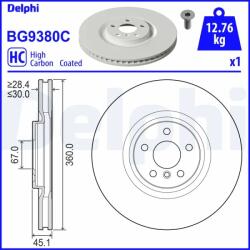 DELPHI Disc Frana Bg9380C Bmw 1/2 Gran/X1/X2 Mini Mini/Mini Clubman/Mini Countryman