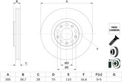 Bosch Disc Frana 0986479G89 Alfa Romeo 159/Brera/Giulietta/Spider/Tonale Fiat 500X
