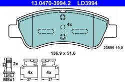 ATE Set Placute Frana, Frana Disc 13.0470-3994.2 Citroën Ami/C-Elysee/C2/C3 I/C3 Ii