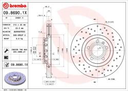 BREMBO Disc Frana 09.8690. 1X Audi A4 B6/A4 B7/A6 C5 Audi (Faw) A4 B6/A4 B7/A6 C5 (09.8690.1X)