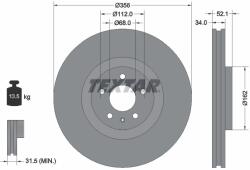 TEXTAR Disc Frana 92238205 Audi A6 C7/A7/A8 D4 Audi (Faw) A6L C7 Vw (Svw) Phideon (92238205)